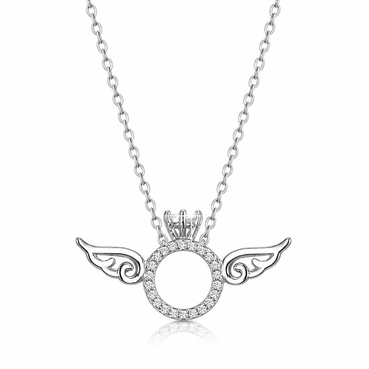 Sparkling CZ Angel Wing Necklace – 925 Sterling Silver Gift for Her