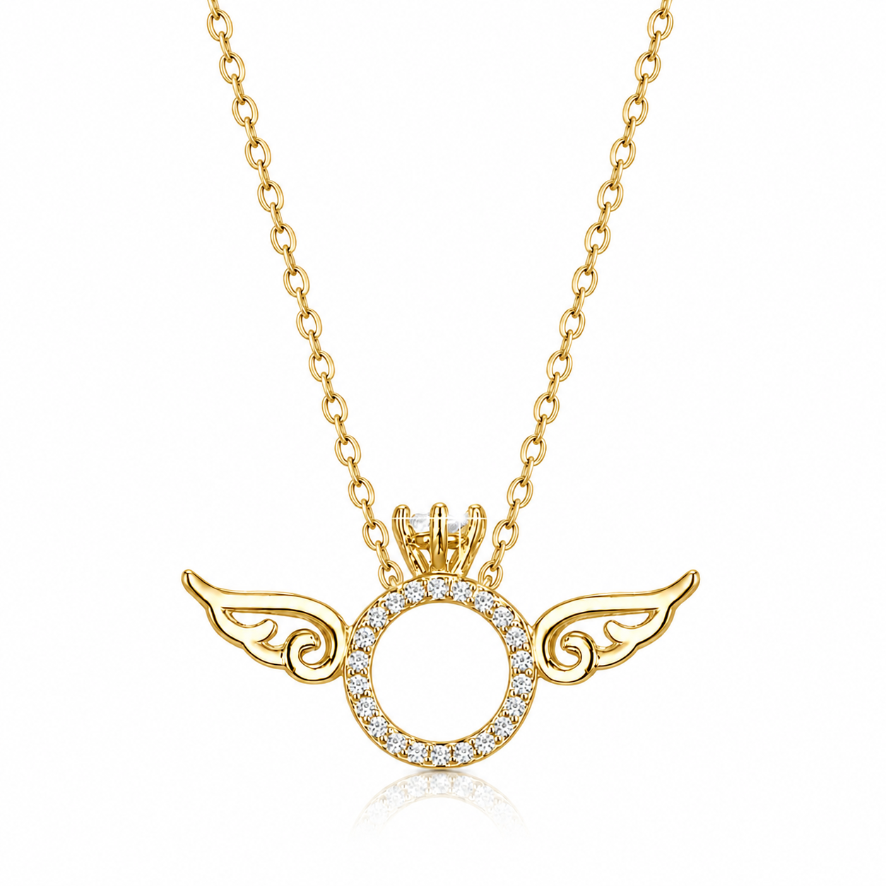 Sparkling CZ Angel Wing Necklace – 925 Sterling Silver Gift for Her