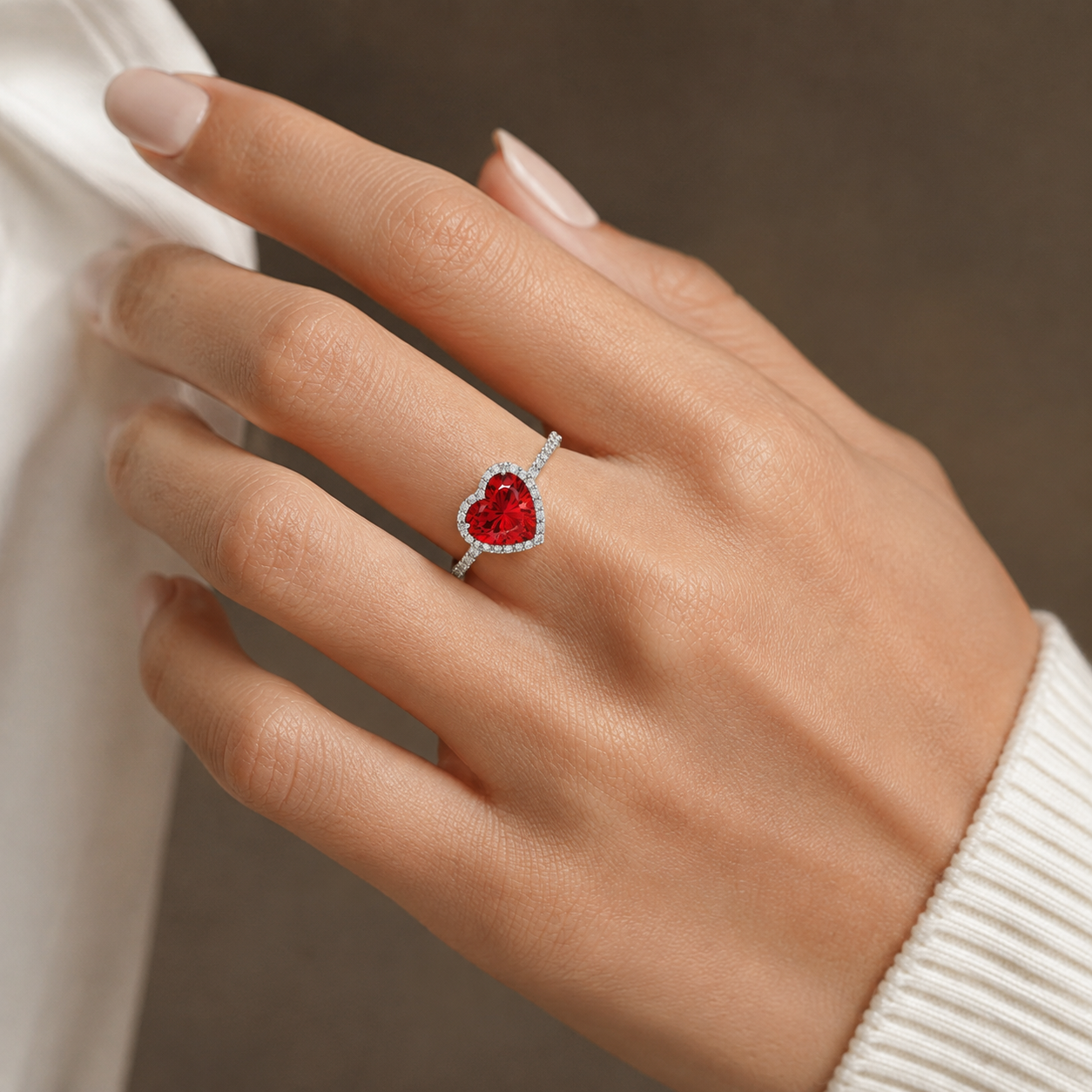 Luxury 3-Piece Red Heart Jewelry Set | S925 Sterling Silver CZ Ring Necklace Earrings