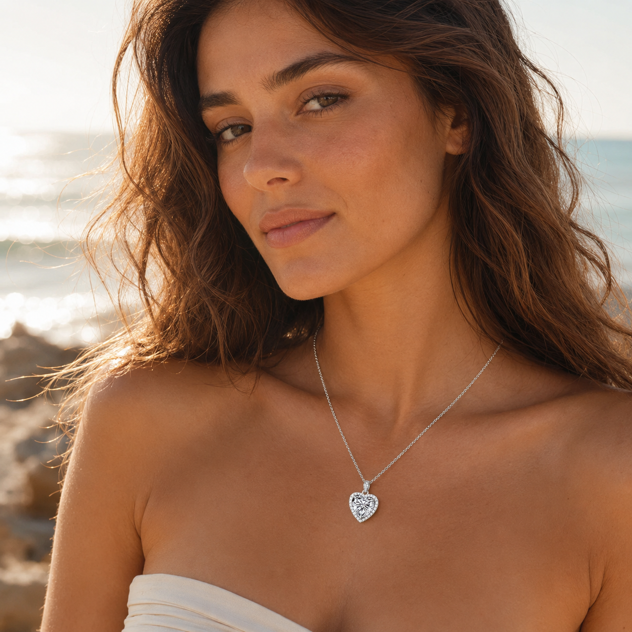 Luxury Heart Cut CZ Jewelry Set for Women | S925 Sterling Silver Necklace Ring Earrings