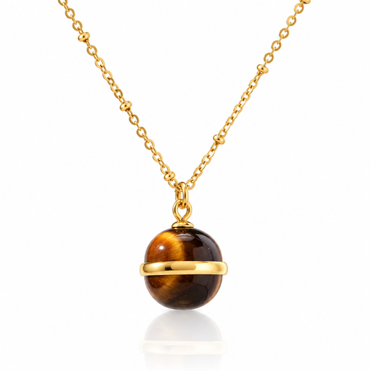Women's Fine Jewelry Stainless Steel 18K Gold-Plated Natural Stone Necklace