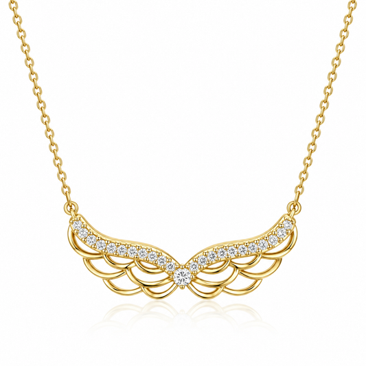Elegant Angel Wing Necklace for Women – 925 Sterling Silver Cubic Zirconia Pendant