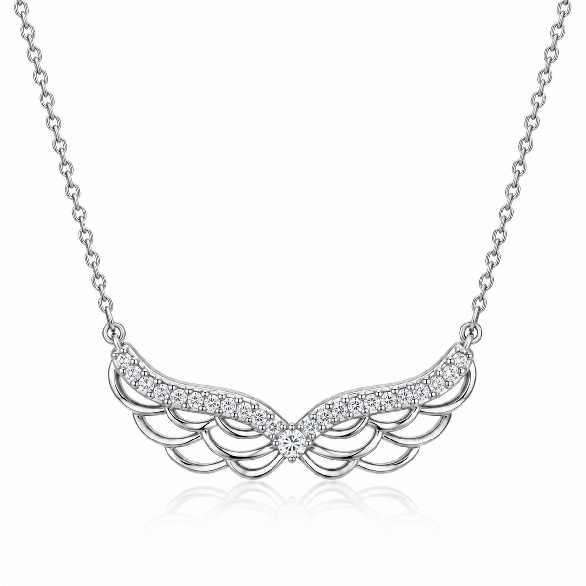 Elegant Angel Wing Necklace for Women – 925 Sterling Silver Cubic Zirconia Pendant