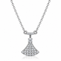 Elegant Fan Pendant Necklace for Women – 925 Sterling Silver Cubic Zirconia Jewelry