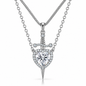925 Sterling Silver Heart & Sword Layered Necklace for Women – Romantic Gothic Pendant Jewelry Gift
