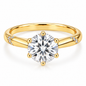 925 Sterling Silver Round Cut Cubic Zirconia Solitaire Ring for Women – Gold Tone Engagement & Promise Ring