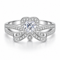 925 Sterling Silver Heart Cut Cubic Zirconia Bow Ring for Women – Elegant Promise Engagement Ring