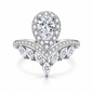925 Sterling Silver Pear Cut CZ Tiara Crown Ring for Women – Halo Pavé Statement Engagement Ring