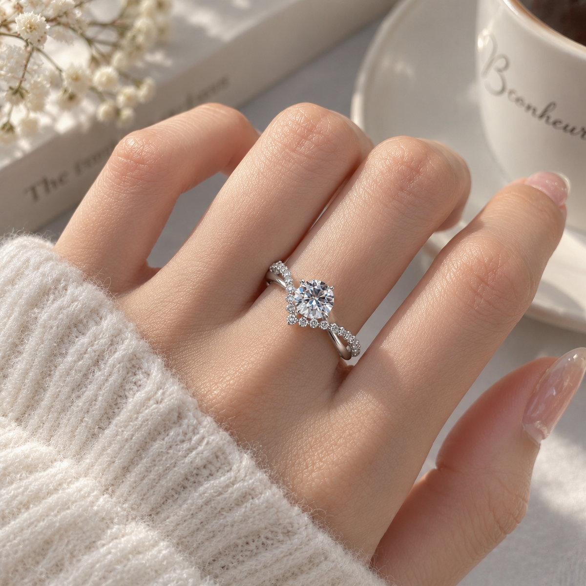 925 Sterling Silver Round Cut Cubic Zirconia Solitaire Ring for Women – Minimalist Engagement & Promise Ring