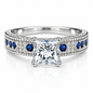925 Sterling Silver Princess Cut CZ Ring with Blue Cubic Zirconia Accents for Women – Something Blue Engagement & Promise Ring