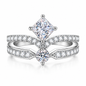 925 Sterling Silver Princess Cut & Round CZ Bridal Ring Set for Women – Two-Piece Wedding & Engagement Rings