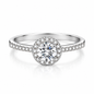 925 Sterling Silver Round Cut Halo Cubic Zirconia Engagement Ring for Women – Sparkling Promise Wedding Band