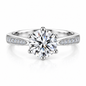 925 Sterling Silver CZ Engagement Ring for Women – 1CT/2CT Round Cut 6-Prong Pavé Ring