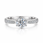925 Sterling Silver CZ Engagement Ring for Women – 1CT/2CT Round Cut 6-Prong Pavé Ring