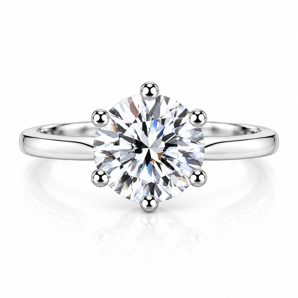 1CT 2CT CZ Engagement Ring for Women – 925 Sterling Silver Round Cut 6-Prong Promise Wedding Ring