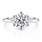 1CT 2CT CZ Engagement Ring for Women – 925 Sterling Silver Round Cut 6-Prong Promise Wedding Ring