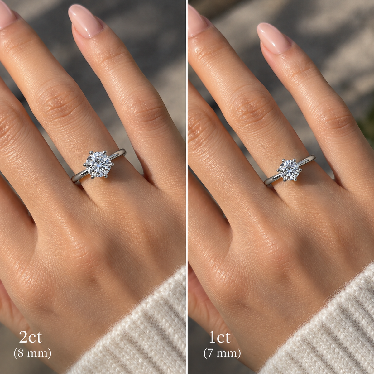 1CT 2CT CZ Engagement Ring for Women – 925 Sterling Silver Round Cut 6-Prong Promise Wedding Ring