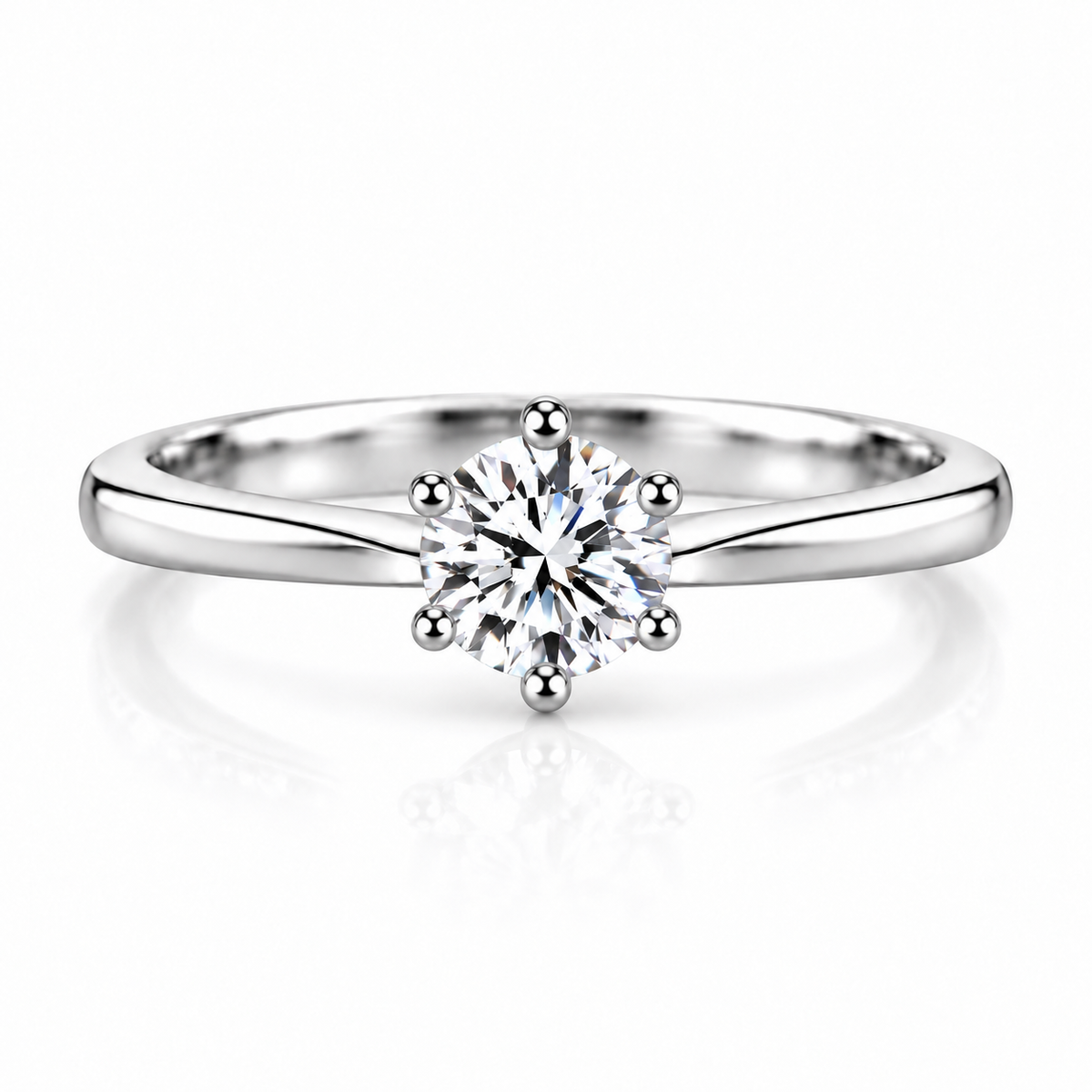 1CT 2CT CZ Engagement Ring for Women – 925 Sterling Silver Round Cut 6-Prong Promise Wedding Ring