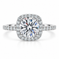 1CT/2CT Round Cut Cubic Zirconia Halo Engagement Ring for Women – 925 Sterling Silver Pavé Ring