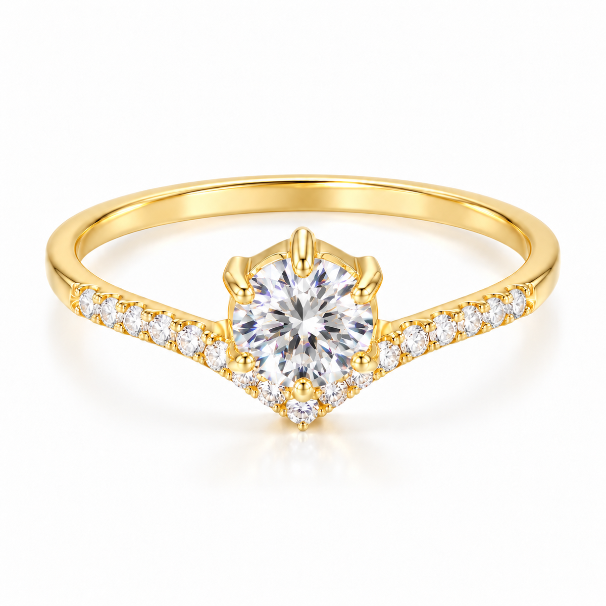 925 Sterling Silver Cubic Zirconia Ring for Women – Gold Minimal Promise Engagement Ring