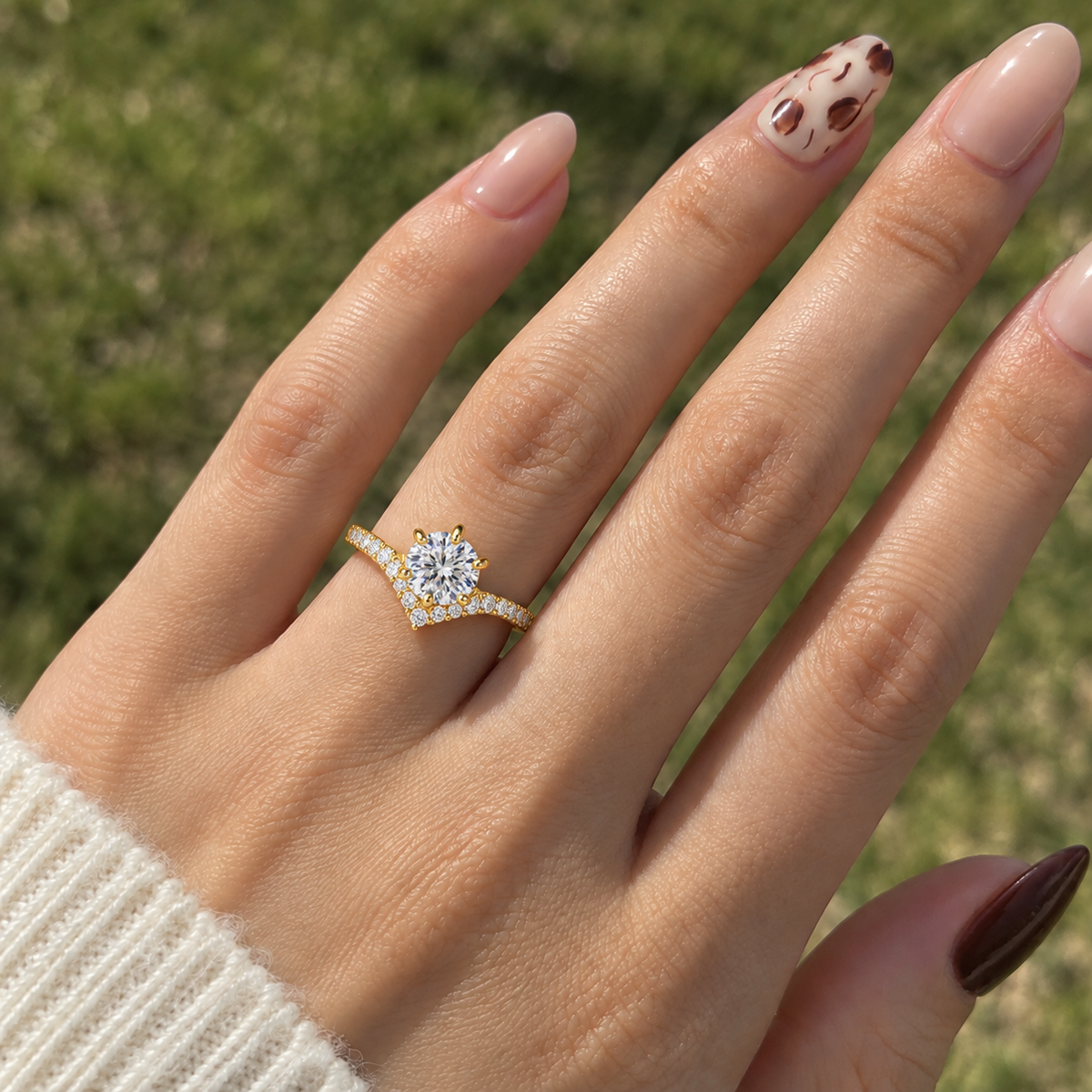 925 Sterling Silver Cubic Zirconia Ring for Women – Gold Minimal Promise Engagement Ring
