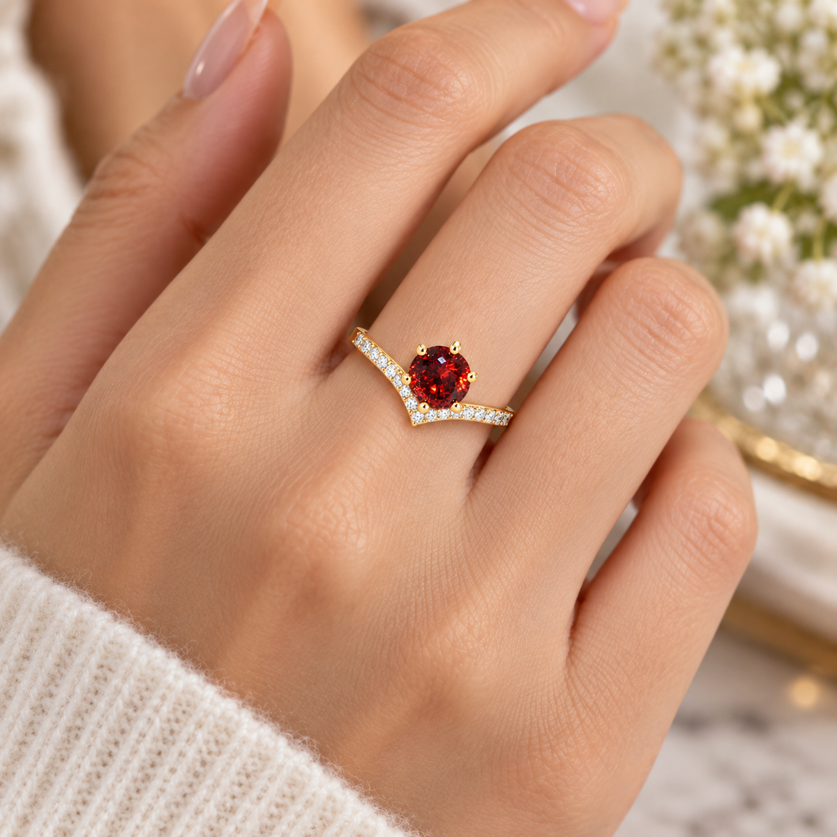925 Sterling Silver Cubic Zirconia Ring for Women – Gold Minimal Promise Engagement Ring