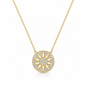 925 Sterling Silver Sunburst Cubic Zirconia Pendant Necklace for Women