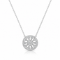 925 Sterling Silver Sunburst Cubic Zirconia Pendant Necklace for Women