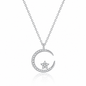 925 Sterling Silver Crescent Moon & Star Necklace – Sparkling CZ Gift for Women