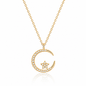 925 Sterling Silver Crescent Moon & Star Necklace – Sparkling CZ Gift for Women