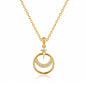 925 Sterling Silver Crescent Moon & Star Cubic Zirconia Pendant Necklace for Women
