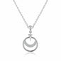 925 Sterling Silver Crescent Moon & Star Cubic Zirconia Pendant Necklace for Women