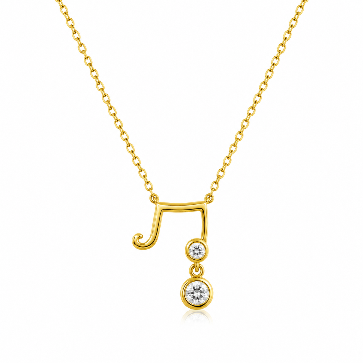 925 Sterling Silver Musical Note Cubic Zirconia Pendant Necklace