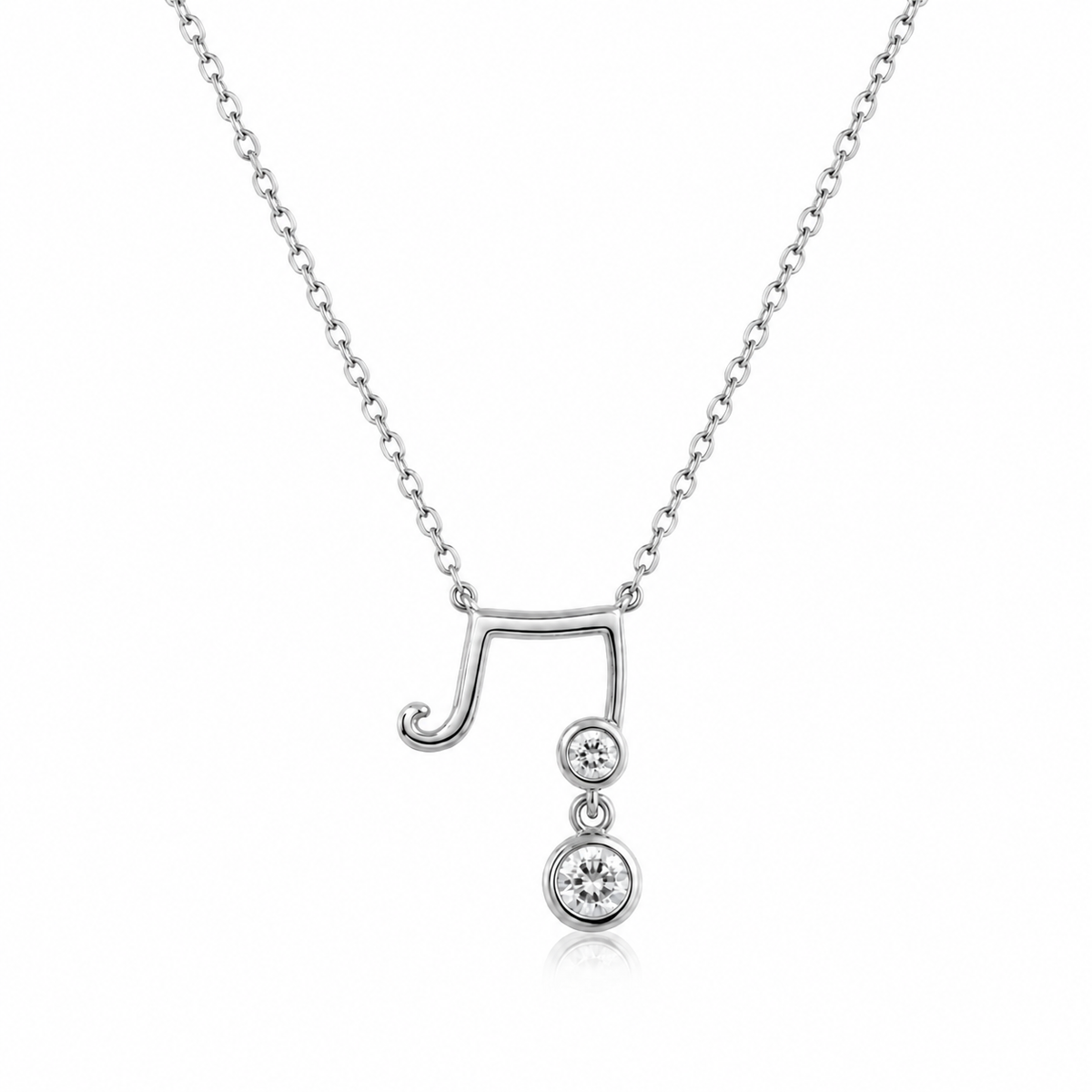 925 Sterling Silver Musical Note Cubic Zirconia Pendant Necklace