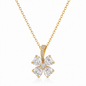 925 Sterling Silver & Gold Plated Zircon Flower Pendant Necklace for Women