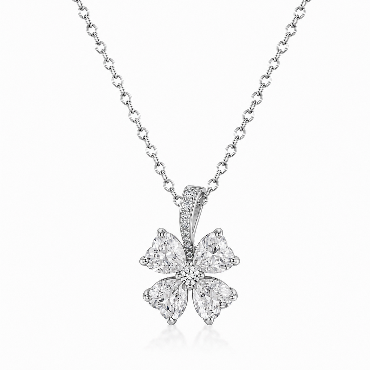 925 Sterling Silver & Gold Plated Zircon Flower Pendant Necklace for Women