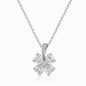 925 Sterling Silver & Gold Plated Zircon Flower Pendant Necklace for Women