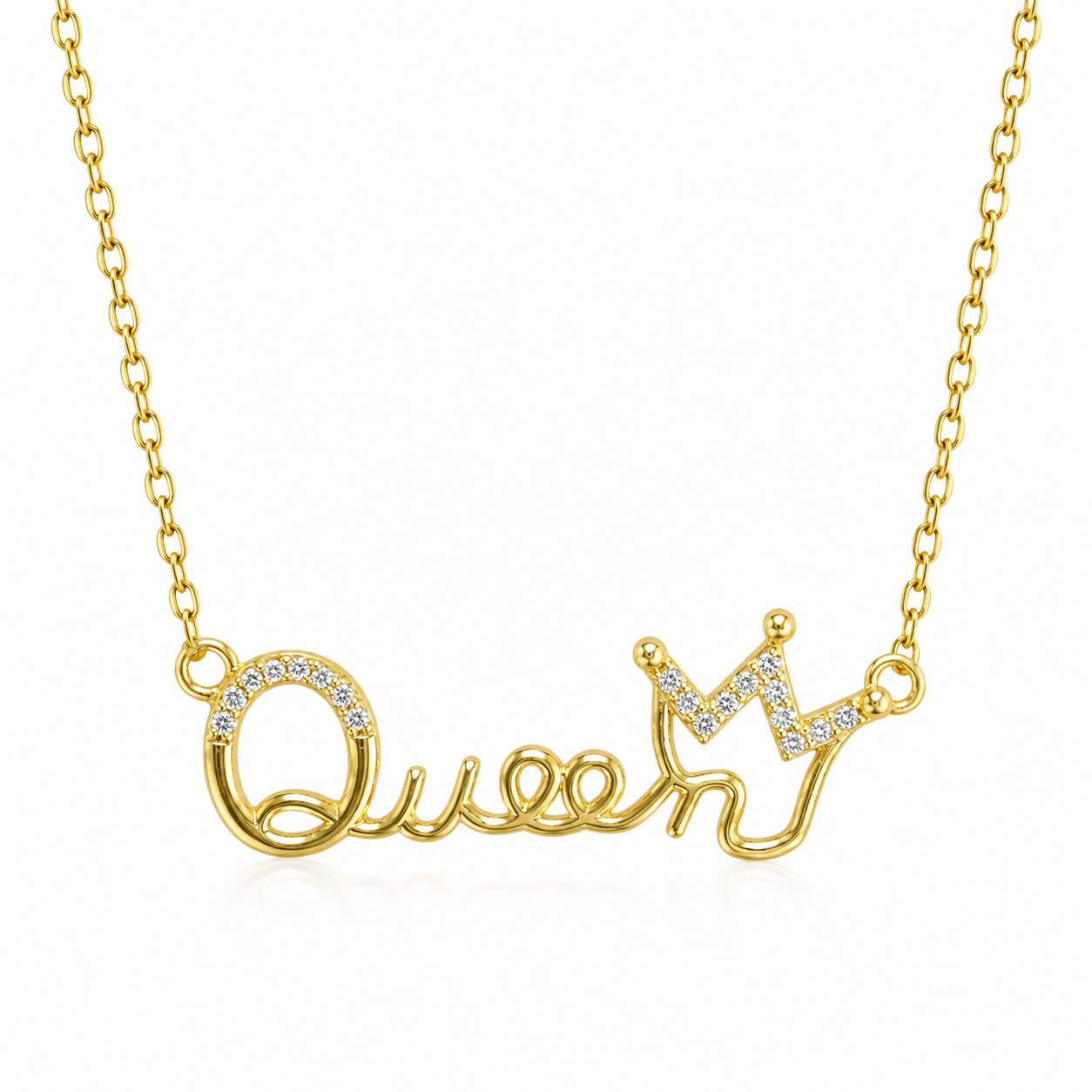 925 Sterling Silver Queen Crown Cubic Zirconia Necklace