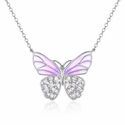 925 Sterling Silver Butterfly Necklace Zircon Pendant