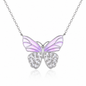 925 Sterling Silver Butterfly Necklace Zircon Pendant