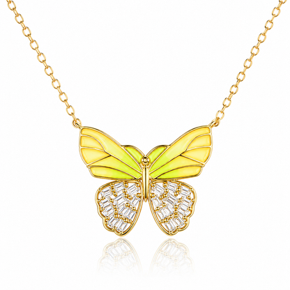 925 Sterling Silver Butterfly Necklace Zircon Pendant