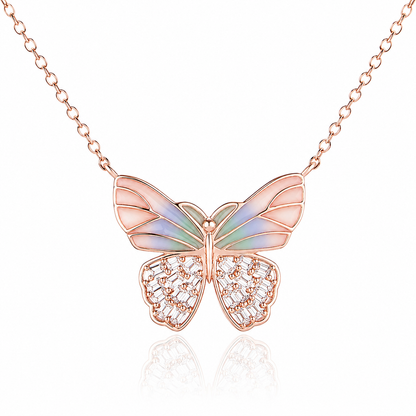 925 Sterling Silver Butterfly Necklace Zircon Pendant