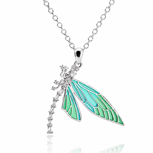 925 Sterling Silver Dragonfly Necklace Zircon Pendant Gift for Women Jewelry