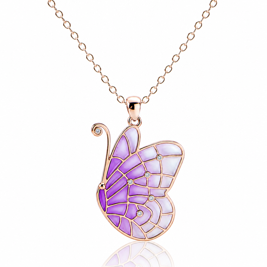 Butterfly 925 Sterling Silver Necklace Zircon Pendant Holiday Day Gift