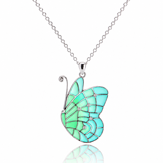 Butterfly 925 Sterling Silver Necklace Zircon Pendant Holiday Day Gift