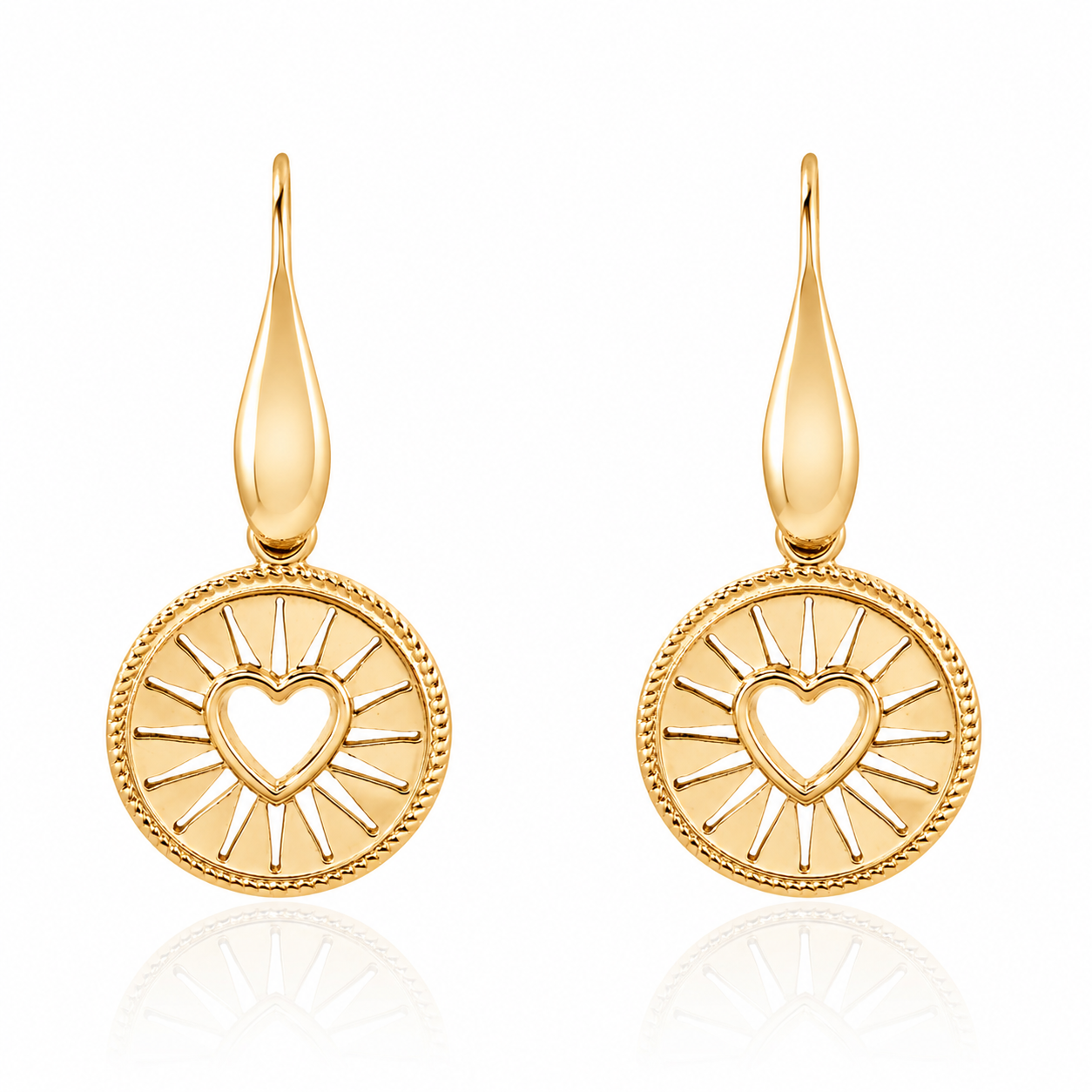 Stainless Steel 18K Gold Plating  Hollow Heart Drop Earring Waterproof and Hypoallergenic