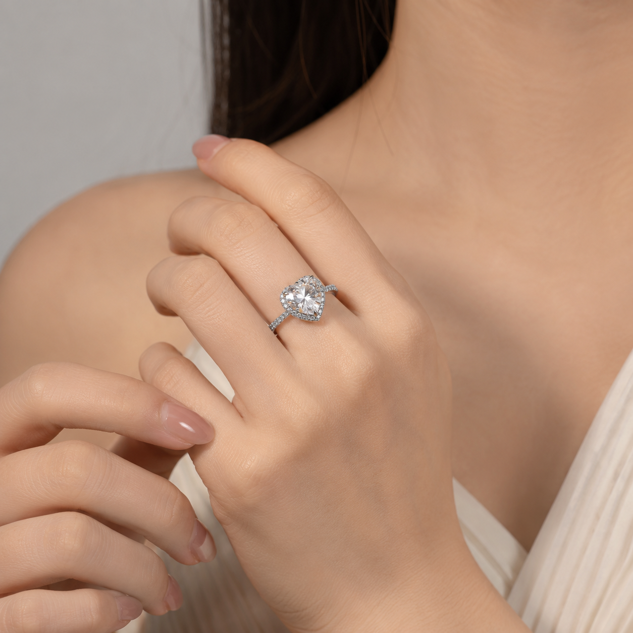 925 Sterling silver Halo Set 4 Carat Heart Cut CZ Ring for Engagements or Special Events Promise Ring