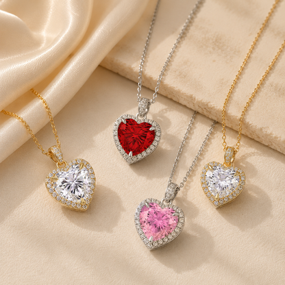 925 Sterling silver 4 Carat Heart Cut CZ Necklace for Engagements or Special Events Promise Necklace