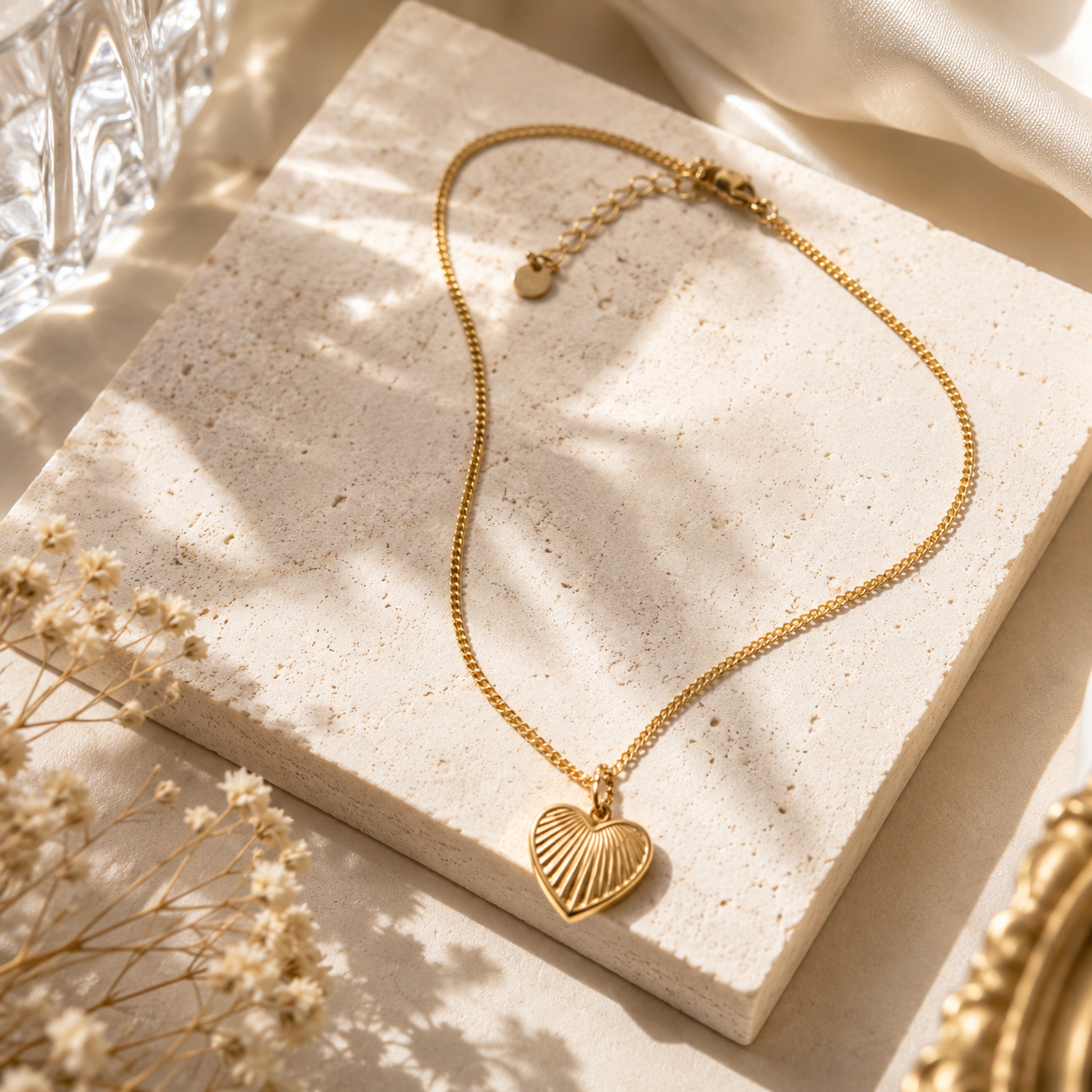 Stainless Steel 18K Gold-Plated Heart Necklace For Women Jewery
