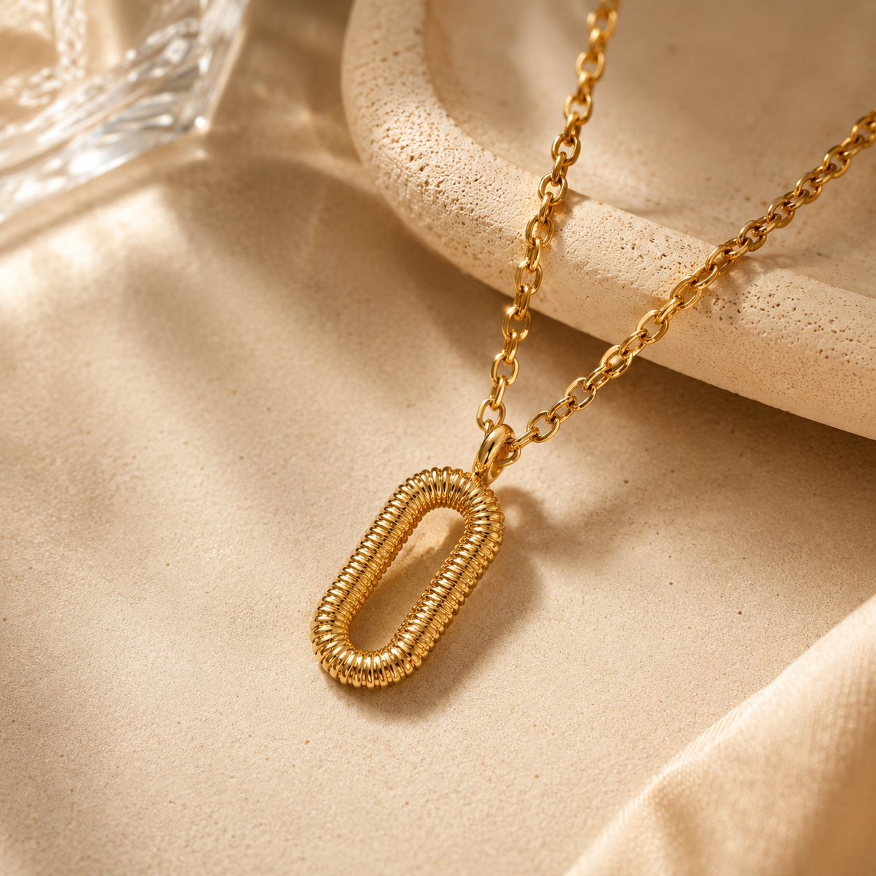 Stainless Steel 18K Gold-Plated Pendant Necklace